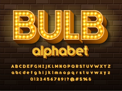 Alphabets from Neon, Light Bulbs and Stage Lights 25xAI