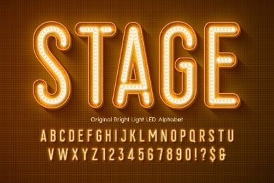 Alphabets from Neon, Light Bulbs and Stage Lights 25xAI