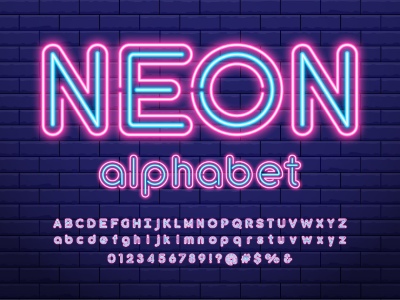 Alphabets from Neon, Light Bulbs and Stage Lights 25xAI