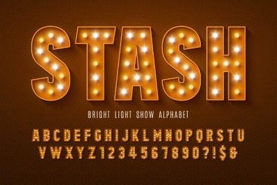 Alphabets from Neon, Light Bulbs and Stage Lights 25xAI