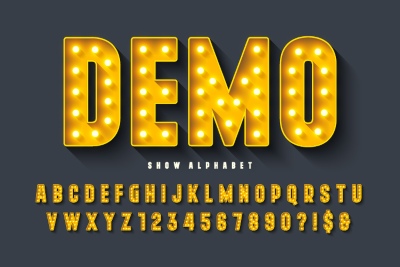 Alphabets from Neon, Light Bulbs and Stage Lights 25xAI