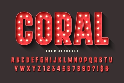 Alphabets from Neon, Light Bulbs and Stage Lights 25xAI