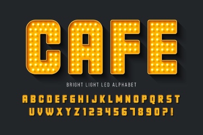Alphabets from Neon, Light Bulbs and Stage Lights 25xAI