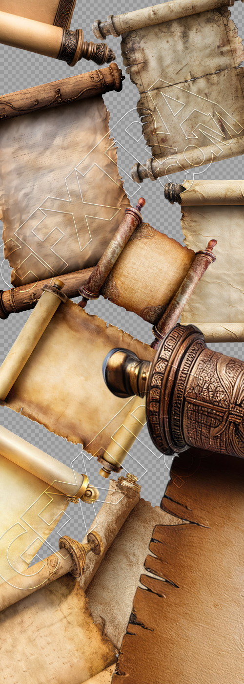 Aged Parchment Scrolls 20xPNG