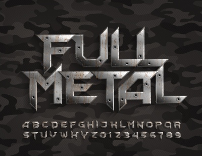 Steel, Iron, Metal Rusted Alphabets 25xAI