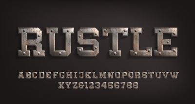 Steel, Iron, Metal Rusted Alphabets 25xAI