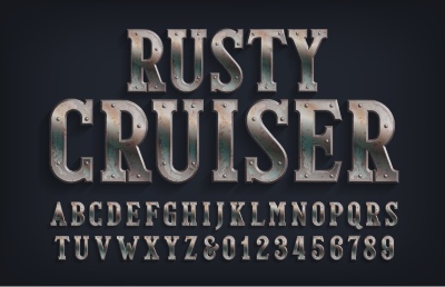 Steel, Iron, Metal Rusted Alphabets 25xAI