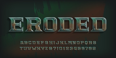 Steel, Iron, Metal Rusted Alphabets 25xAI