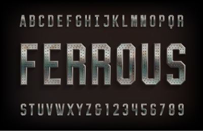 Steel, Iron, Metal Rusted Alphabets 25xAI