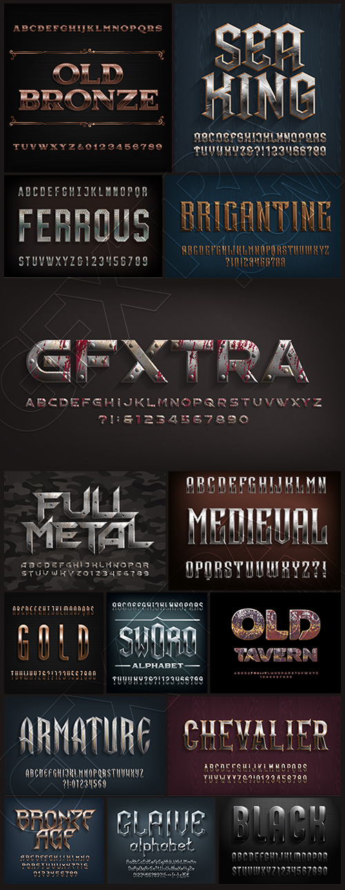 Steel, Iron, Metal Rusted Alphabets 25xAI