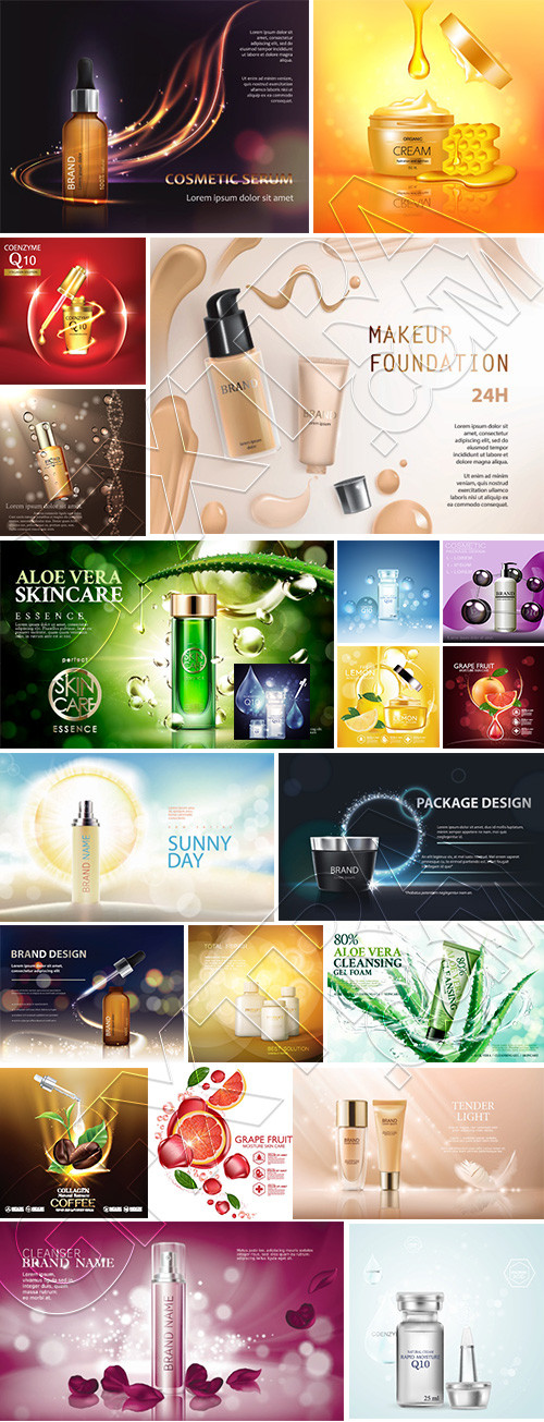 Premium 3D Design AD Templates of Cosmetic Products 78xEPS