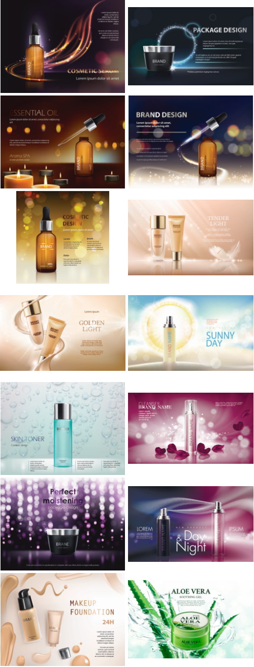 Premium 3D Design AD Templates of Cosmetic Products 78xEPS