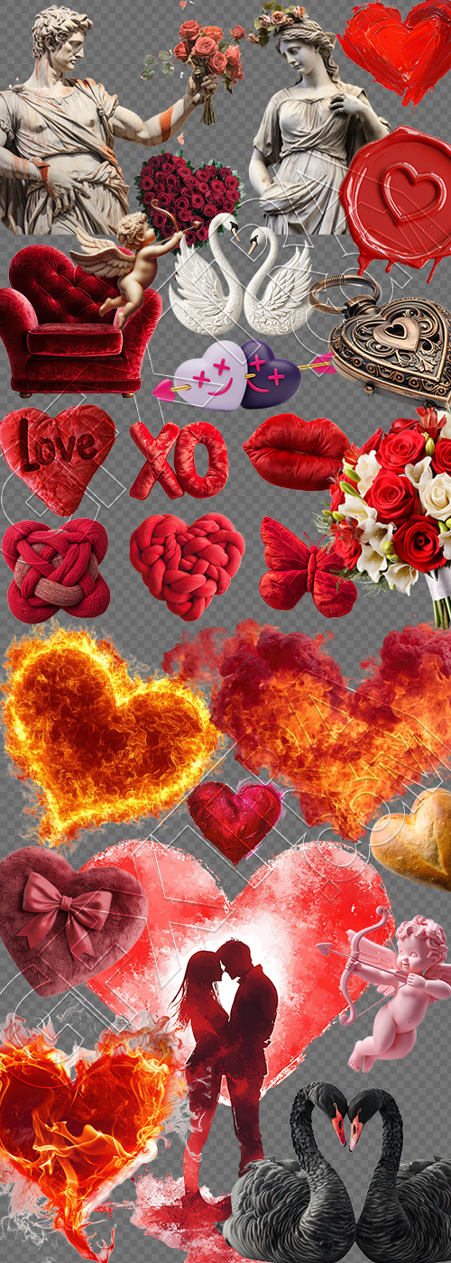 Valentine Concept Hearts #3, 31xPNG