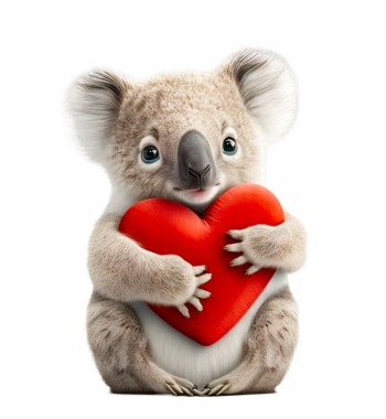 Cute Animals Holding Hearts #1, 26xPNG
