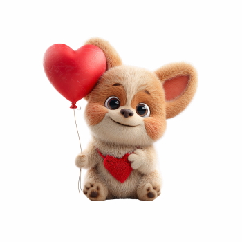 Cute Animals Holding Hearts #2, 29xPNG