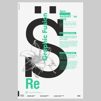 Poster & Cover Design Templates in Modern Style #1, 32xAI