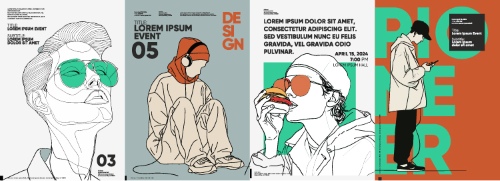 Poster & Cover Design Templates in Modern Style #2, 37xAI