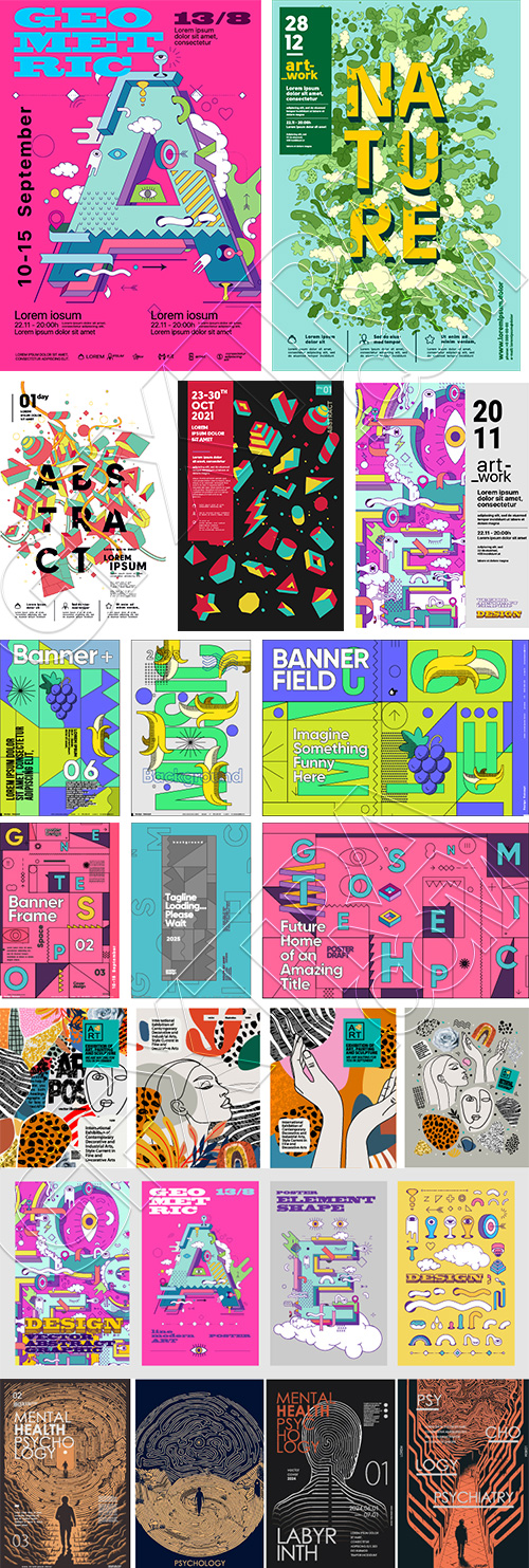 Poster & Cover Design Templates in Modern Style #2, 37xAI