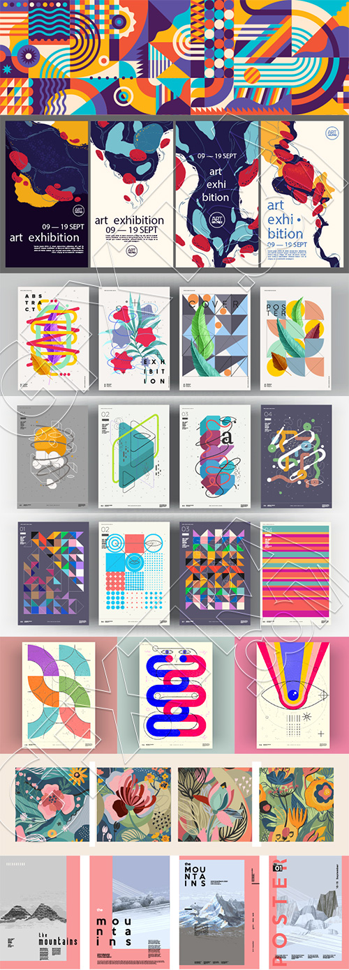 Fine Art, Artistic, Geometric & Minimal Poster Templates #7, 30xAI