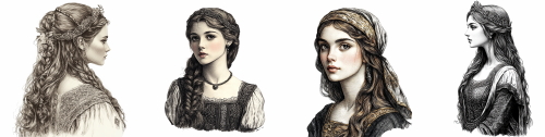 Illustrated Vintage Retro Woman 29xPNG