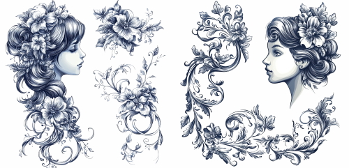 Illustrated Vintage Retro Woman 29xPNG