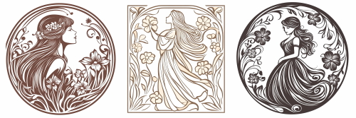 Illustrated Vintage Retro Woman 29xPNG