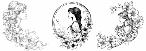 Illustrated Vintage Retro Woman 29xPNG