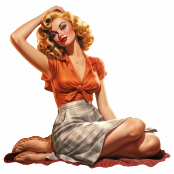 Illustrated Vintage Retro Woman 29xPNG
