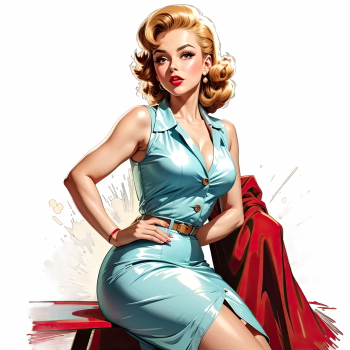 Illustrated Vintage Retro Woman 29xPNG