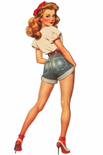 Illustrated Vintage Retro Woman 29xPNG