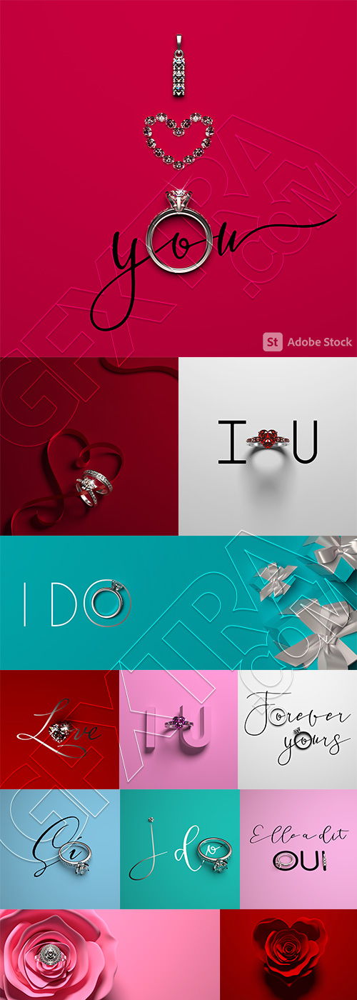 Love Backgrounds with Diamonds Rings 25xJPEG