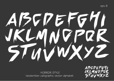 Brush, Raw & Rough Vector Alphabets #1, 27xAI