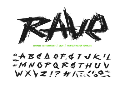 Brush, Raw & Rough Vector Alphabets #1, 27xAI