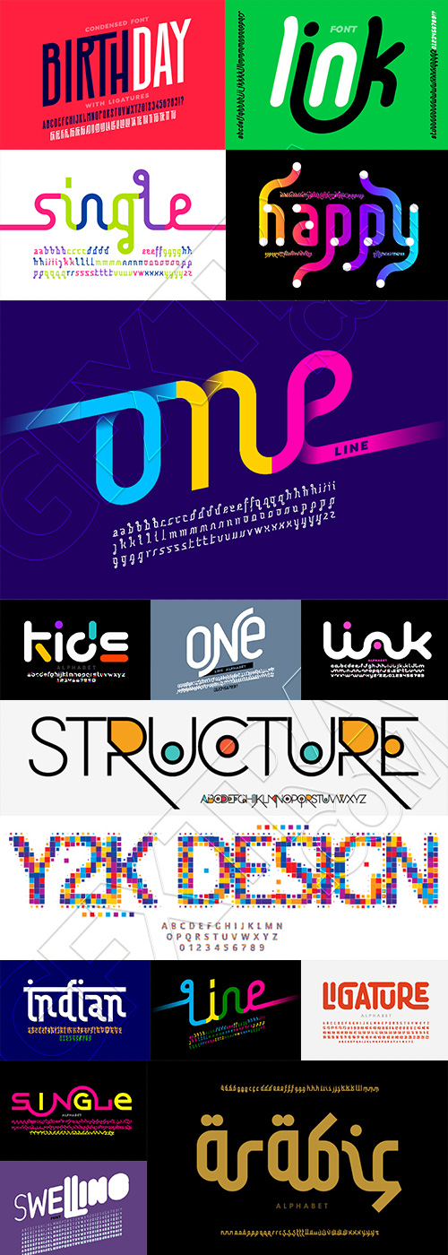 Line Style Vector Alphabets 24xAI Line Style Vector Alphabets 24xAI