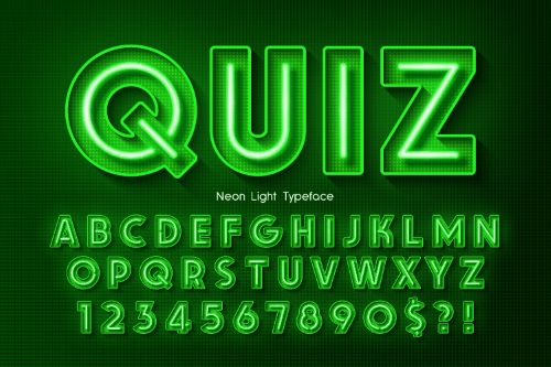 Neon, Bulb & Led Vector Alphabets 18xAI