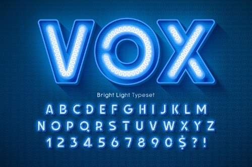 Neon, Bulb & Led Vector Alphabets 18xAI