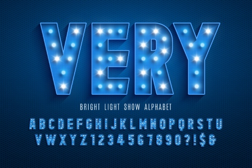 Neon, Bulb & Led Vector Alphabets 18xAI