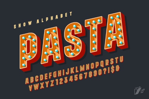 Neon, Bulb & Led Vector Alphabets 18xAI