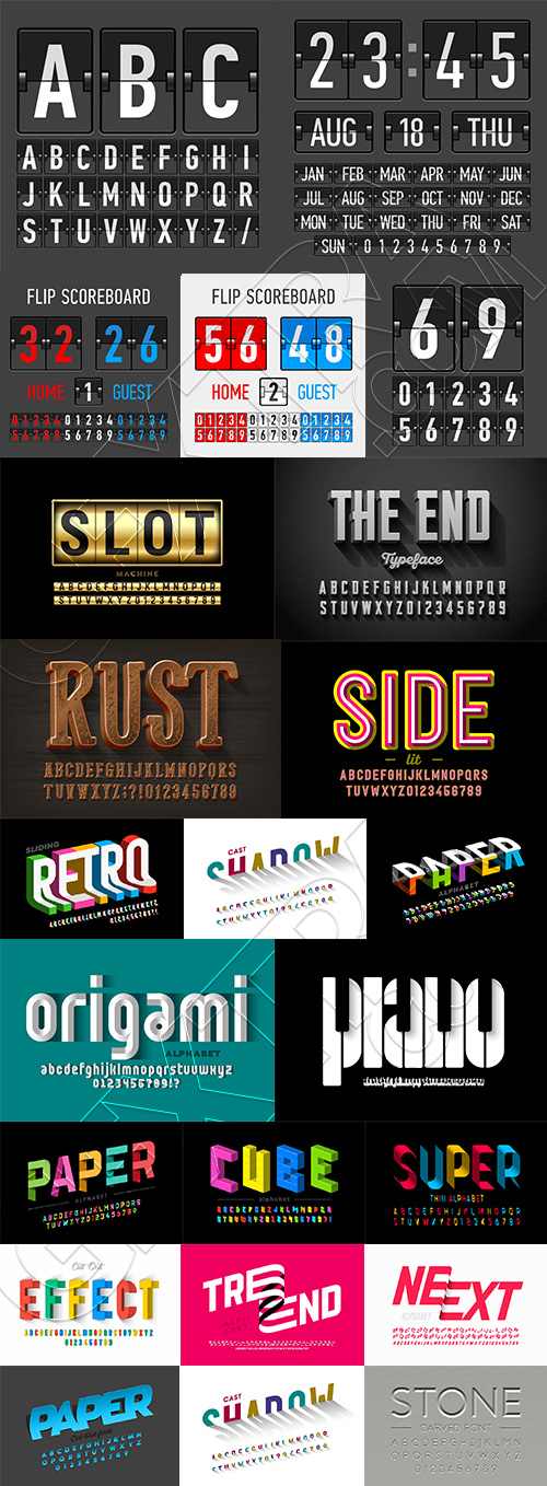 Modern Font Design Vector Alphabets #1, 27xAI