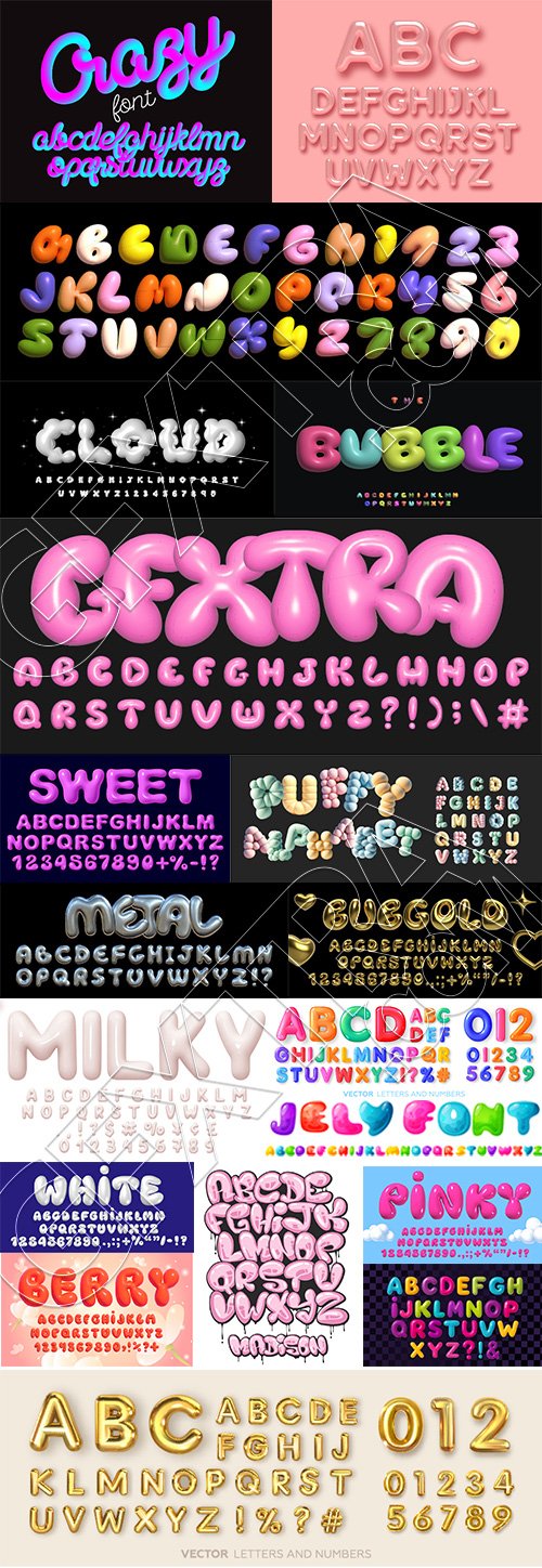 Fluffy Typesets Letters & Numbers 32xAI Fluffy Typesets Letters & Numbers 32xAI