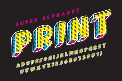 Halftone Typesets Letters & Numbers 25xAI, 2xJPEG