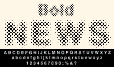 Halftone Typesets Letters & Numbers 25xAI, 2xJPEG