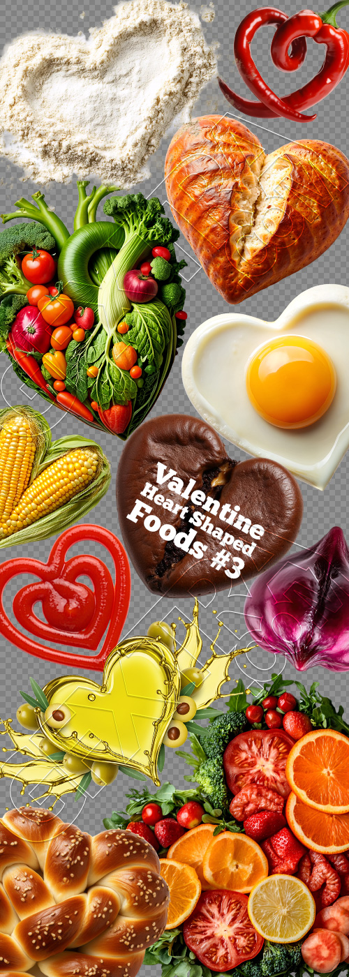 Valentine Heart Shaped Foods #3, 28xPNG Valentine Heart Shaped Foods #3, 28xPNG