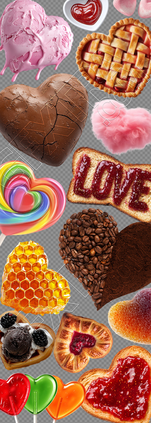 Valentine Heart Shaped Foods #4, 24xPNG