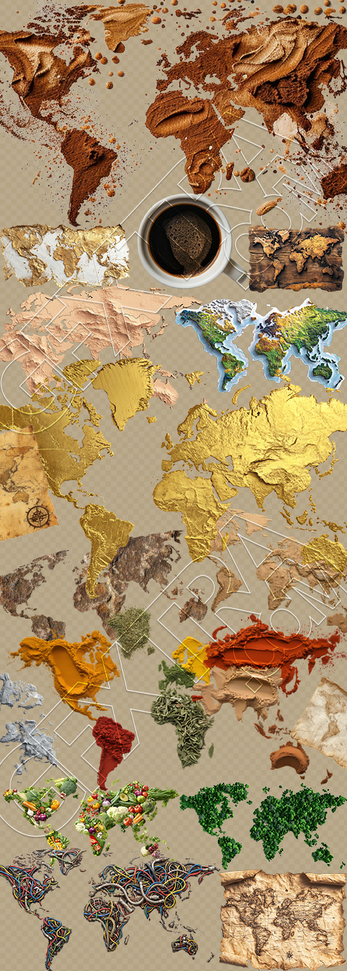 3D World Maps Transparent 25xPNG 3D World Maps Transparent 25xPNG