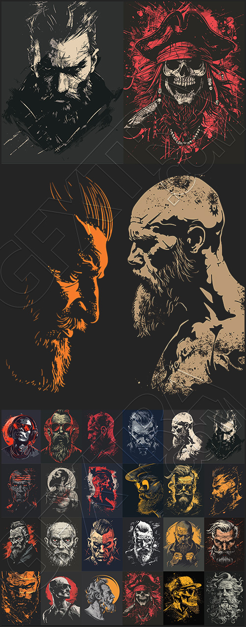 Impactive Tough Guy Faces #1, 25xAI