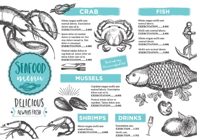 Seafood Restaurant Menu Templates 35xAI