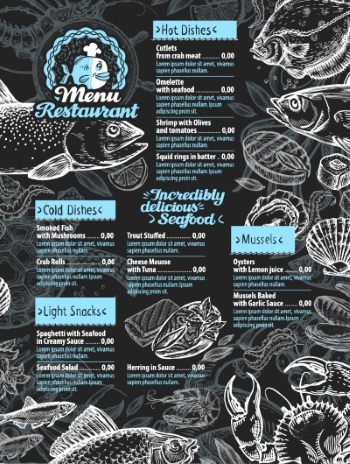 Seafood Restaurant Menu Templates 35xAI