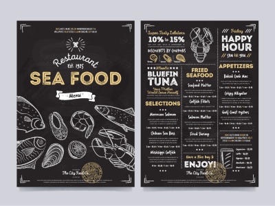Seafood Restaurant Menu Templates 35xAI