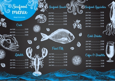 Seafood Restaurant Menu Templates 35xAI